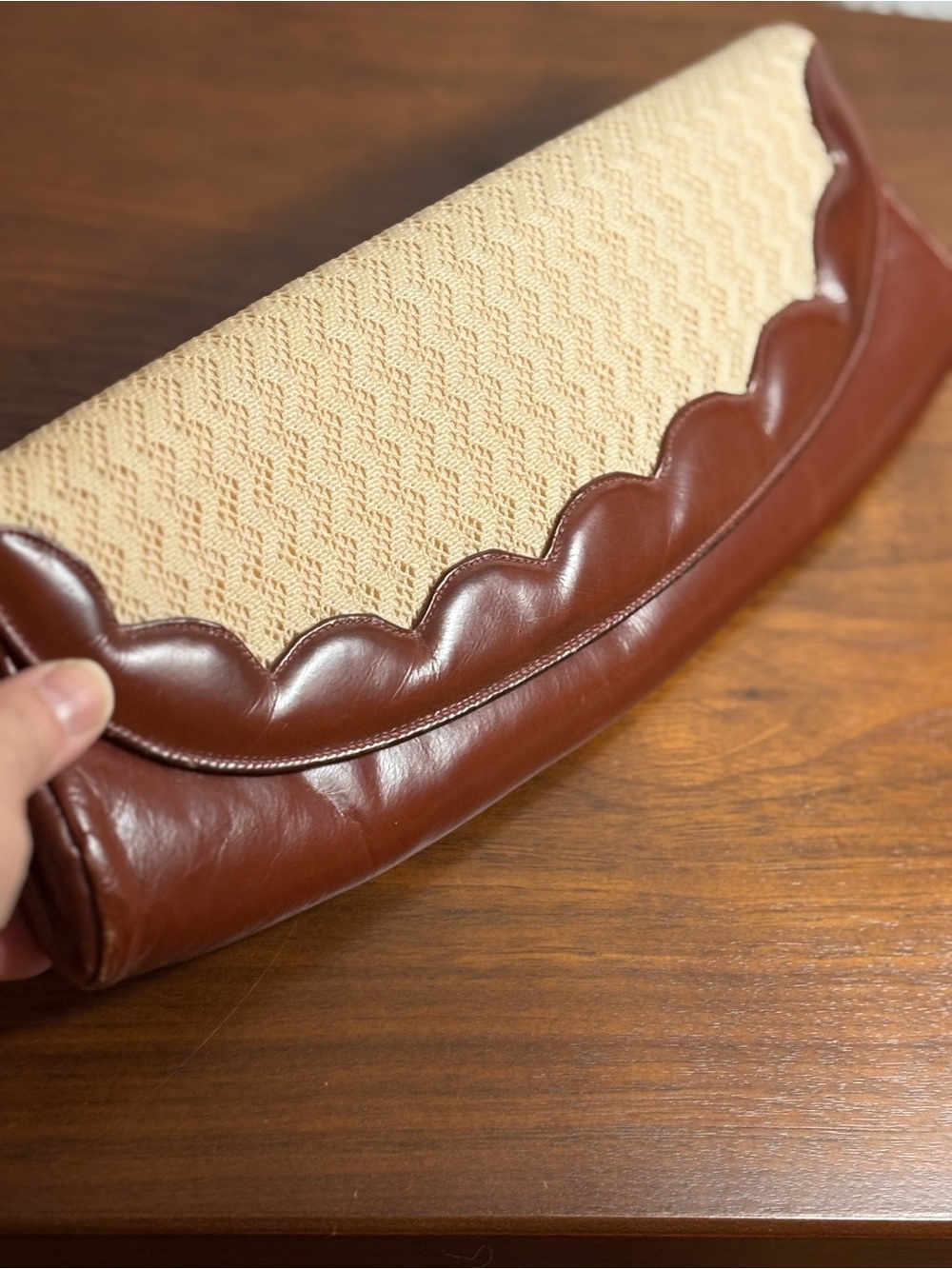 Vintage Neusteters Leather and Straw Clutch